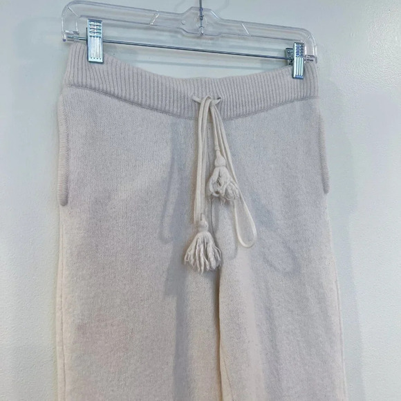 LoveShackFancy Wool Cashmere Cream Knit Tie Waist Preppy Casual Jogger Pants XS - Picture 4 of 11